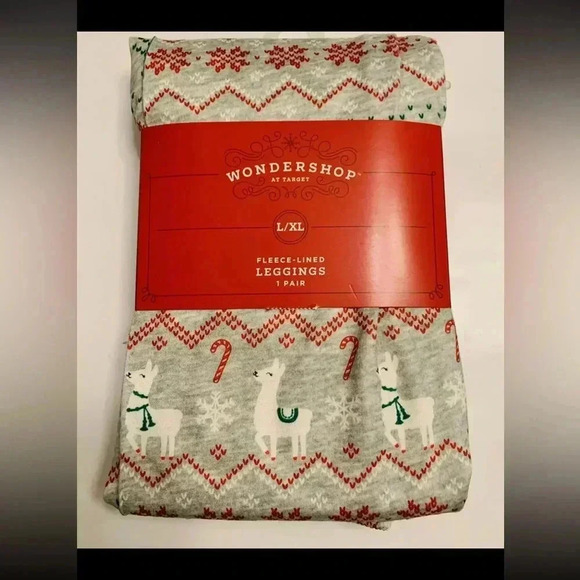 Wondershop Women's Llama Fair Isle Holiday Seamless Fleece-Lined Leggings- L/XL - Picture 2 of 3